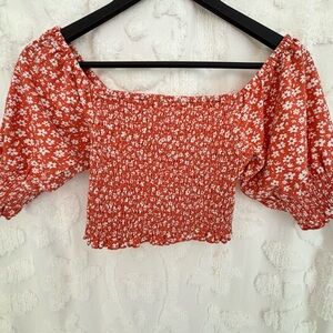 Billabong Y2K Floral Smocked Blouse Medium